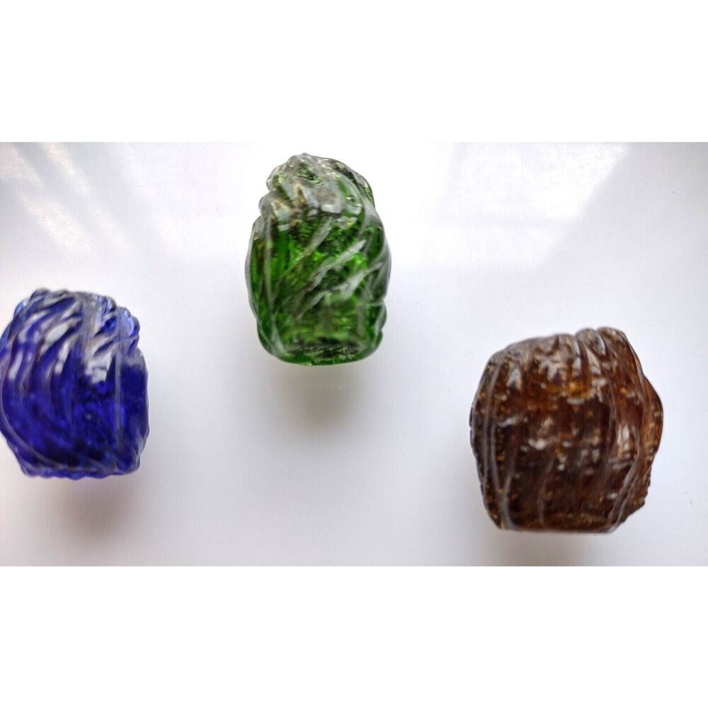 3 Glass Christmas Beads Curtain Pulls Antique Mid 1800's Large Rare SIze Crafts